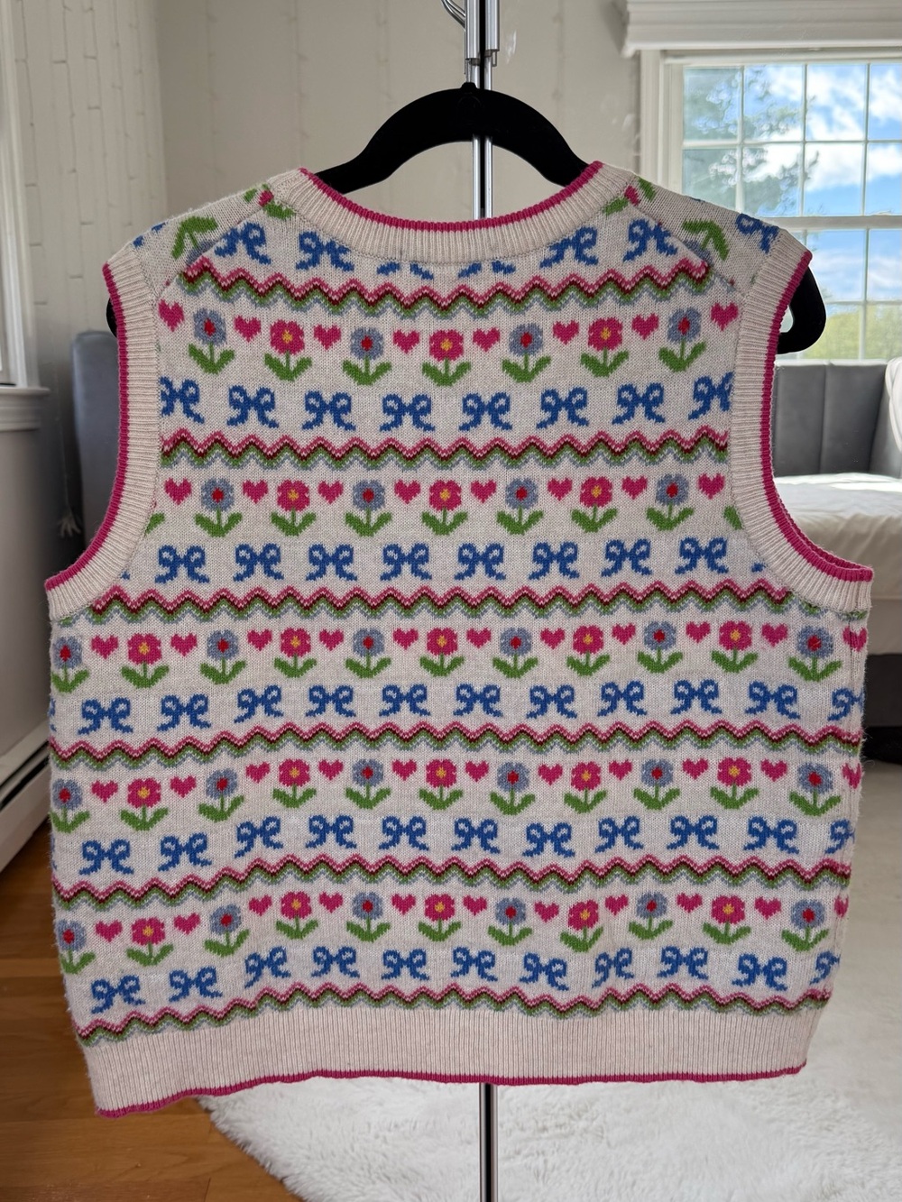 Boden Edie Fair Isle Tank Vest Oatmeal Melange, Flowers - Picture 5 of 9